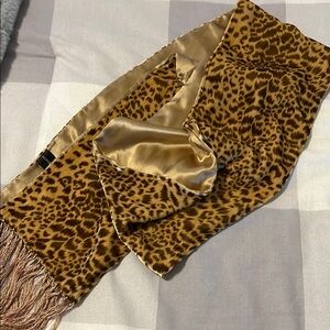 Leopard Print Satin Scarf